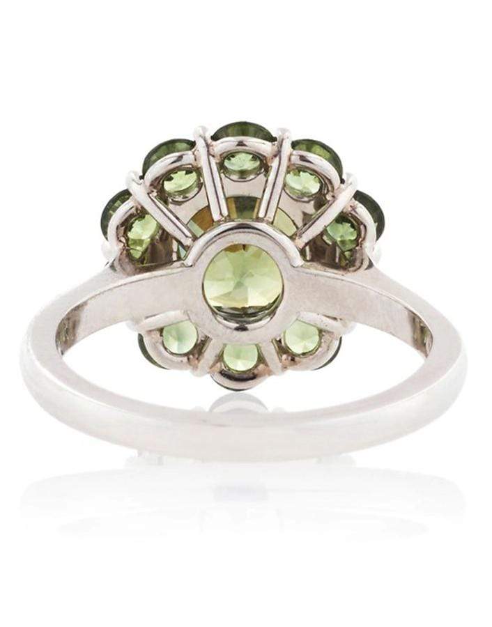 BAYCO-Green Sapphire Flower Ring-PLATINUM