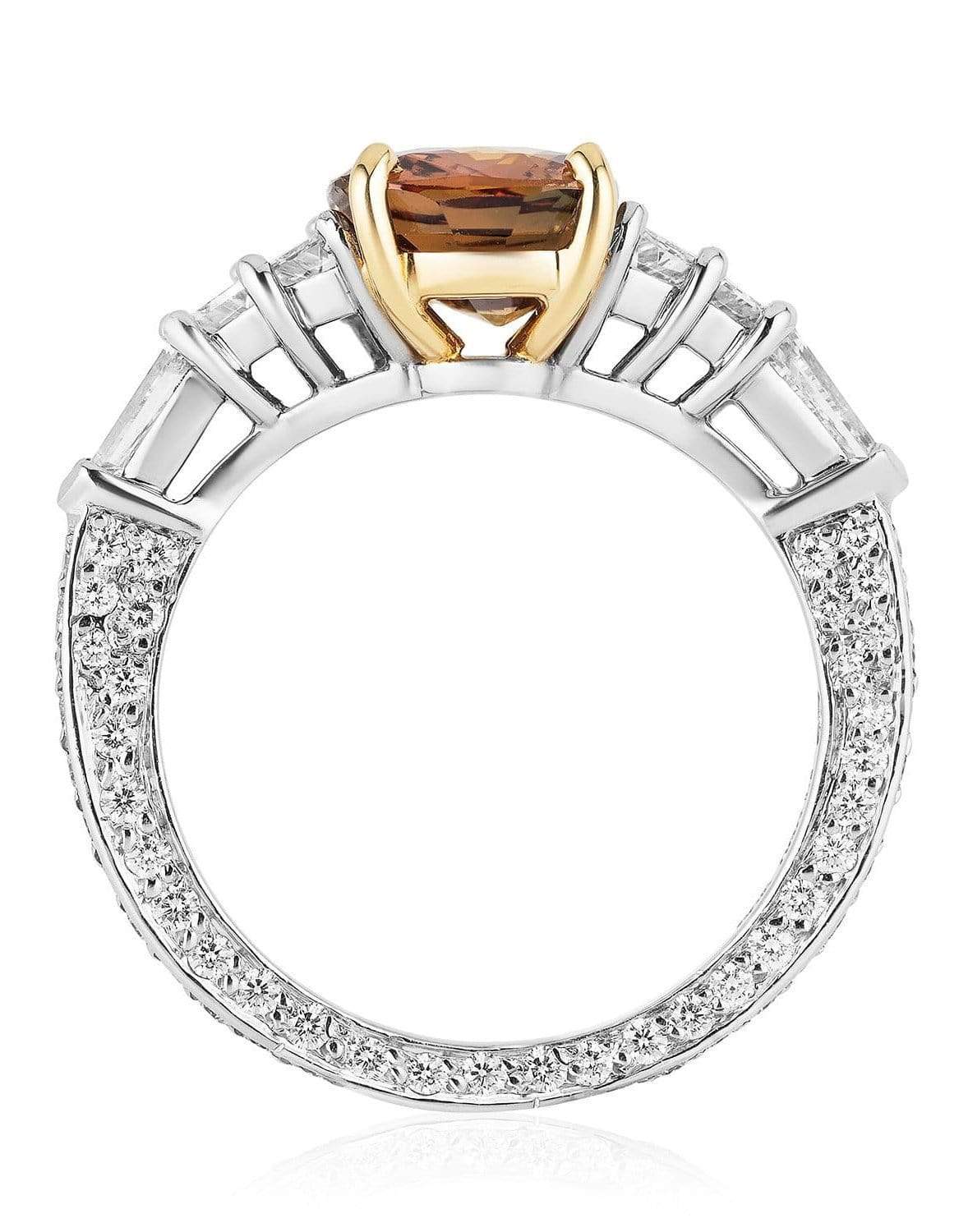 BAYCO-Cushion Orange Sapphire and Diamond Ring-PLATINUM