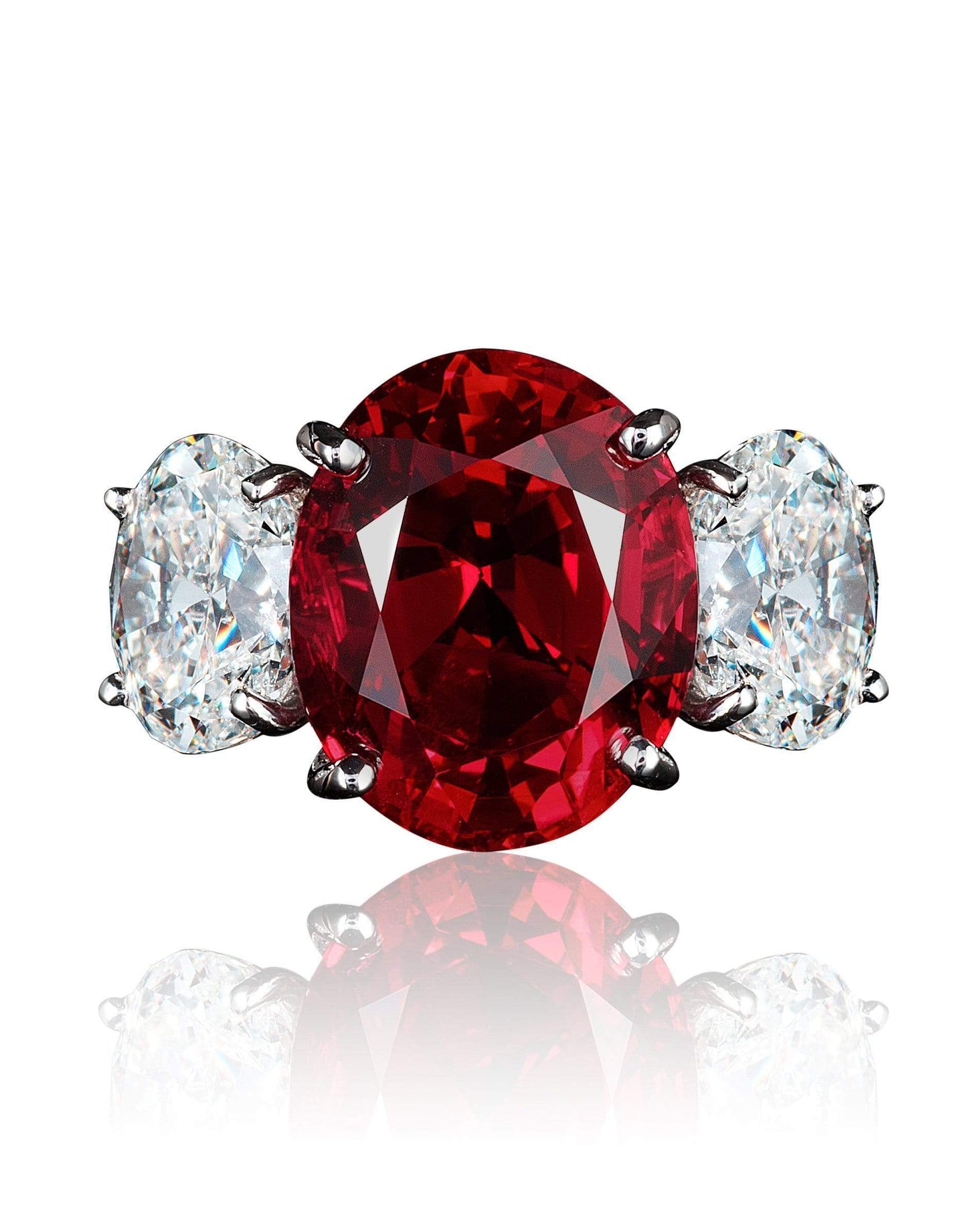BAYCO-Oval Thai Ruby and Diamond Ring-PLATINUM
