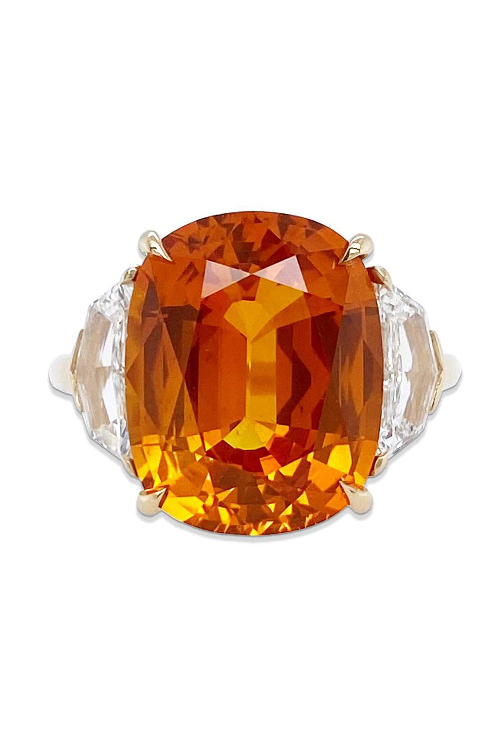 BAYCO-Orange Sapphire Diamond Ring-YELLOW GOLD