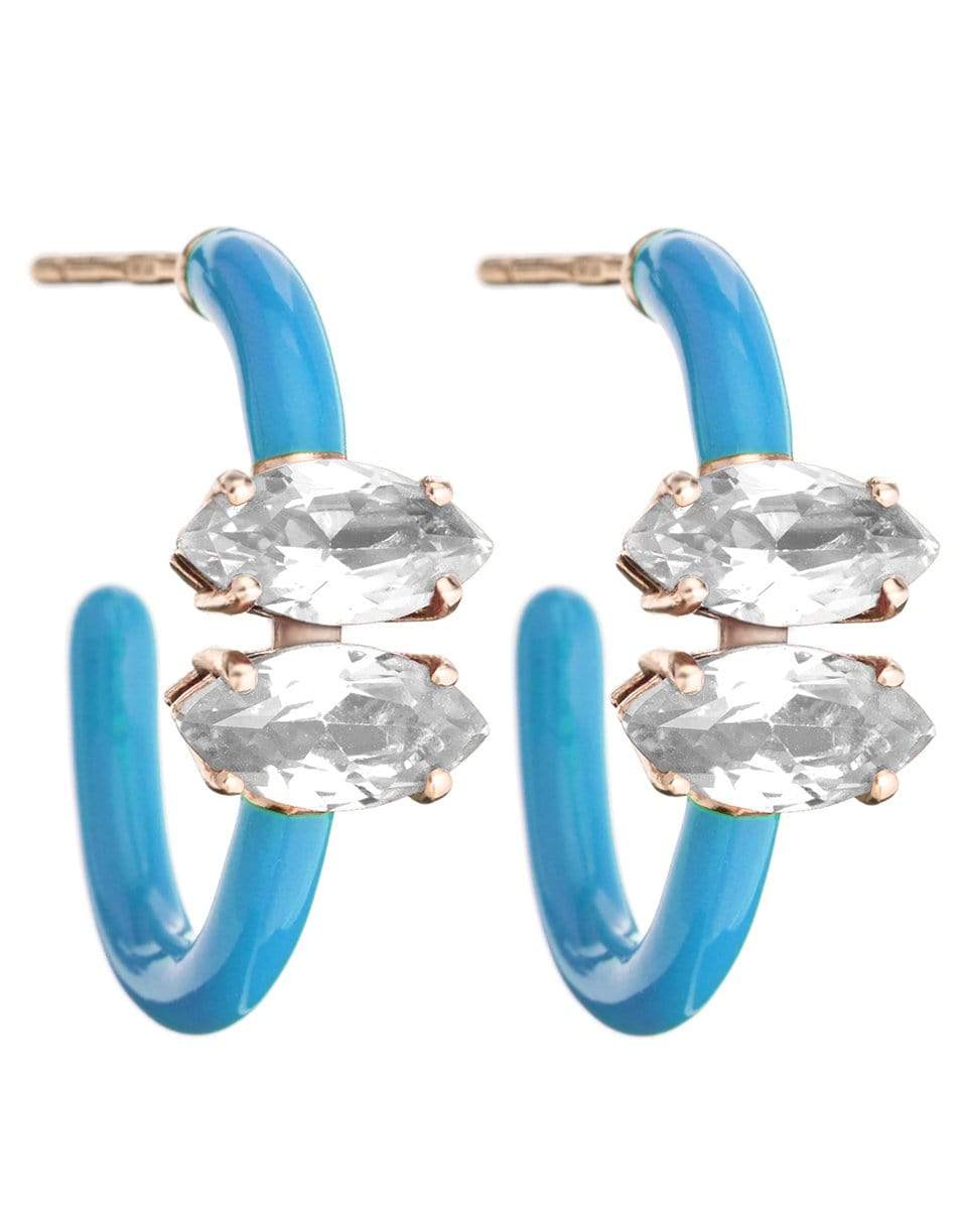 BEA BONGIASCA-Marquis Vine Turquoise Enamel Hoops-ROSE GOLD