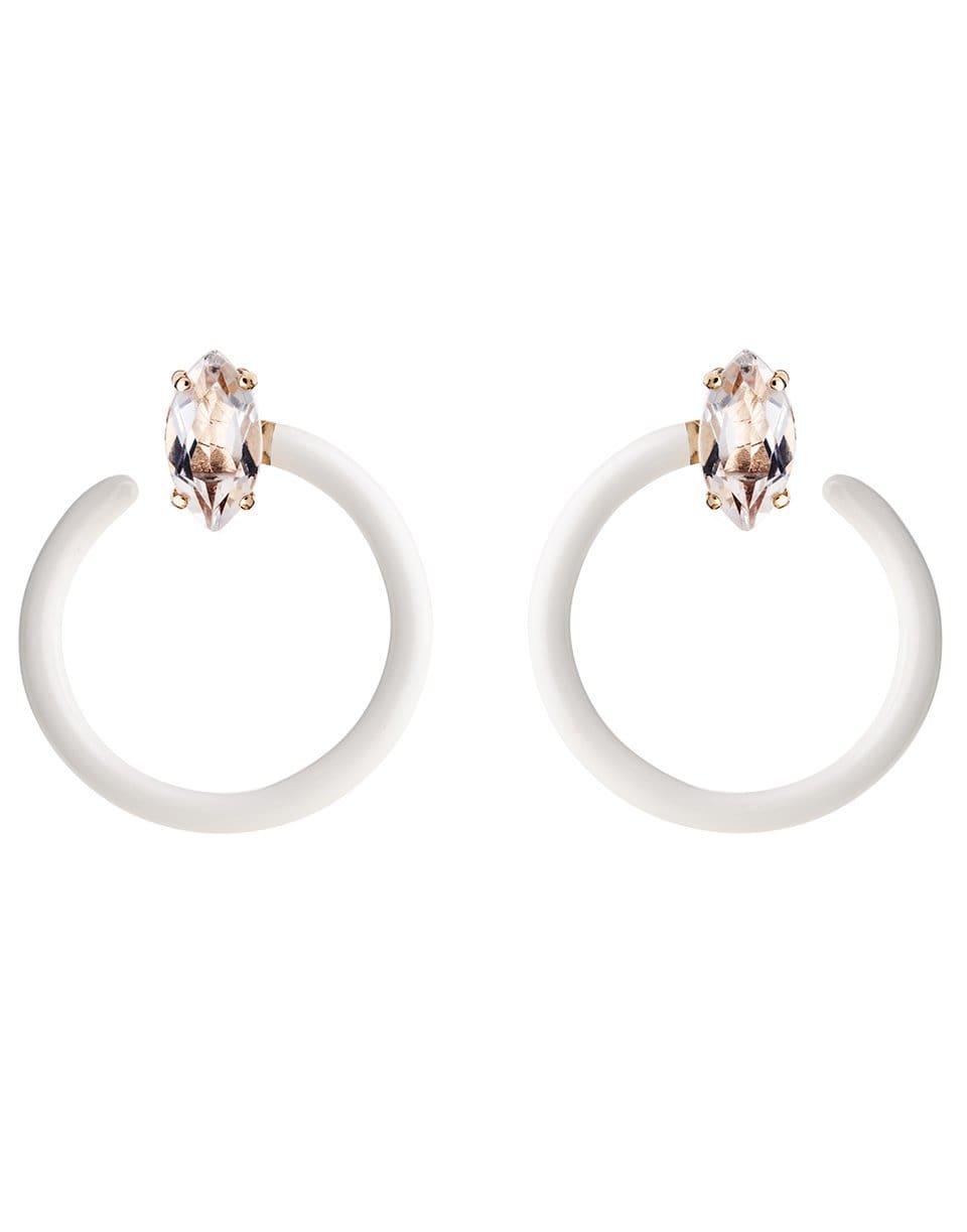 BEA BONGIASCA-Small Tendril White Enamel Hoops-ROSE GOLD