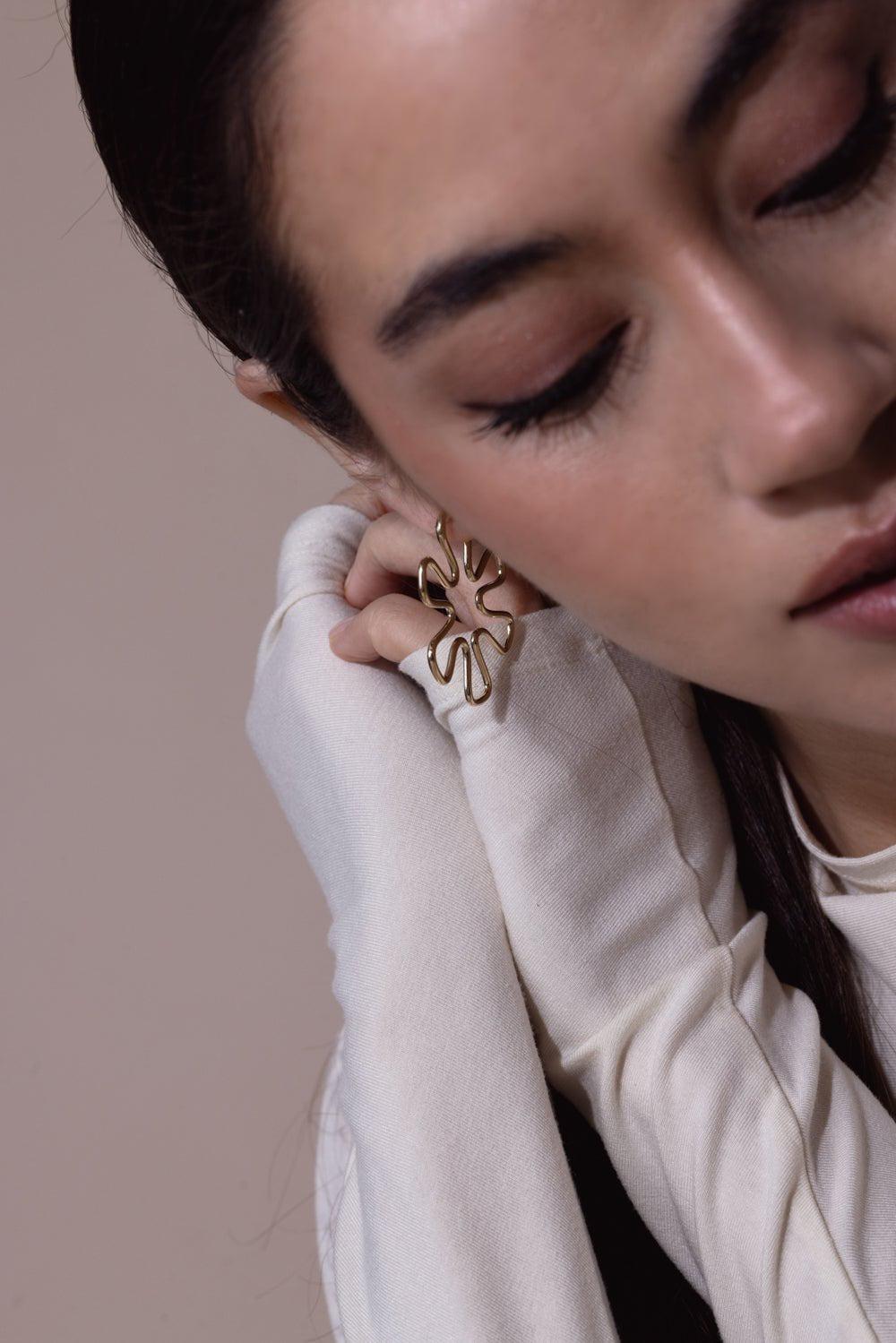BEA BONGIASCA-Large Daisy Gold Earrings-YELLOW GOLD