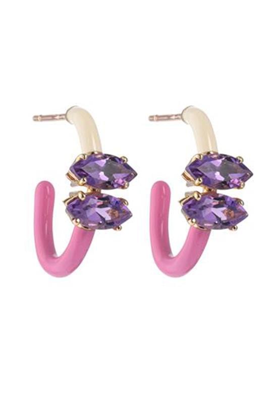 BEA BONGIASCA-Pink and Panna B Marquise Cut Vine Hoop-YELLOW GOLD