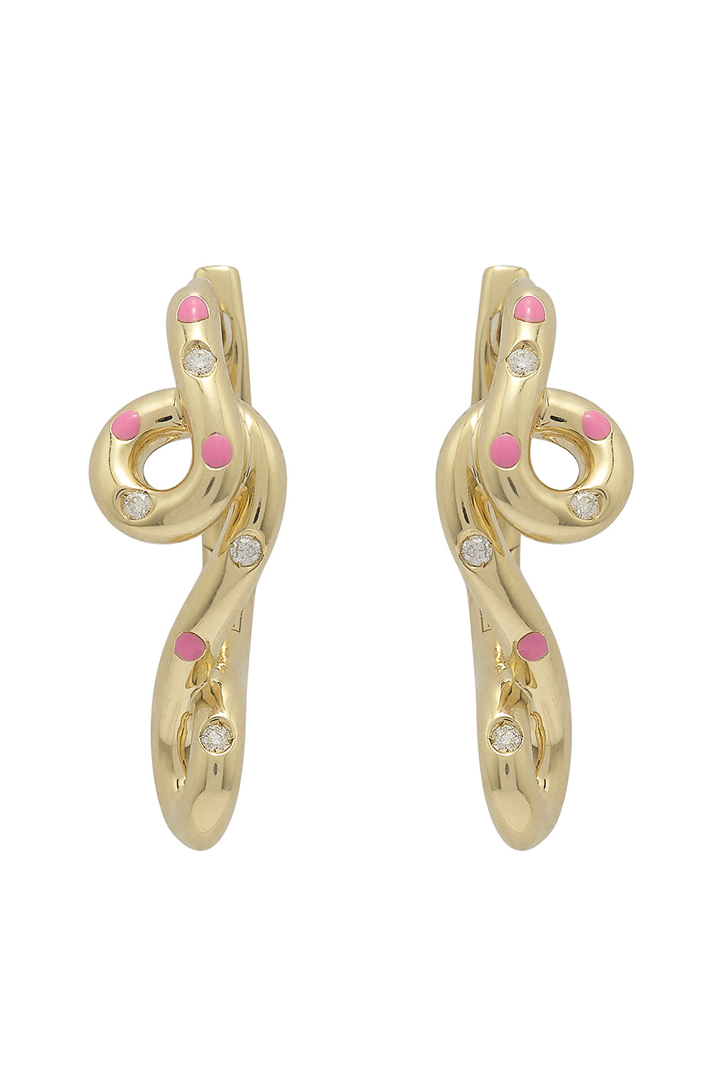 BEA BONGIASCA-Polka Dot Double Wave Earrings-YELLOW GOLD