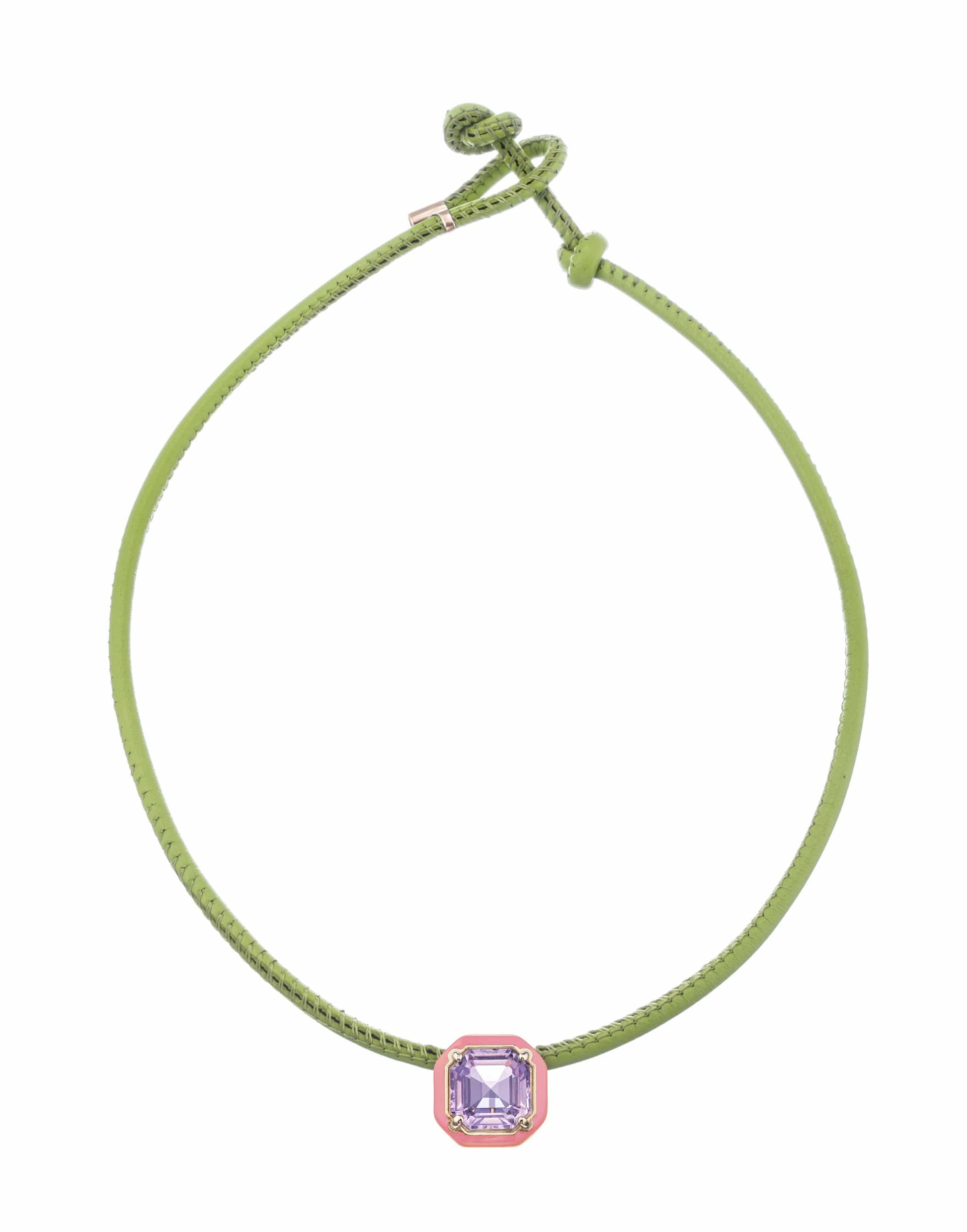 BEA BONGIASCA-Pink Enamel Rock Crystal Pop Choker-YELLOW GOLD