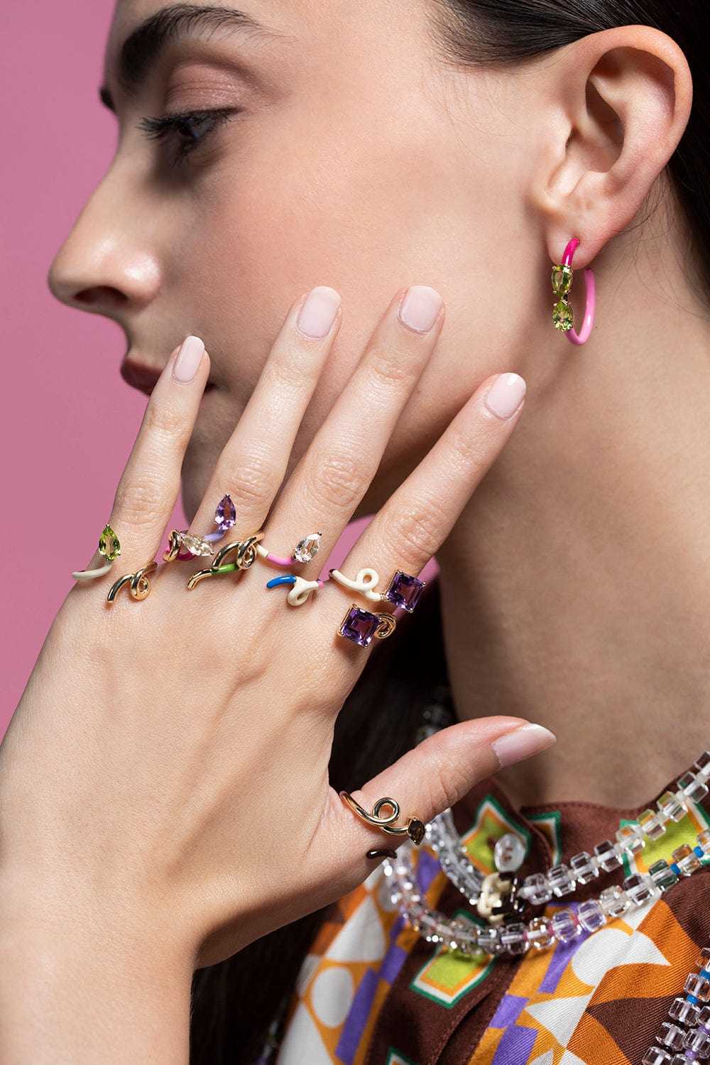 BEA BONGIASCA-Gold and Lavender B Amethyst Half Ring-YELLOW GOLD