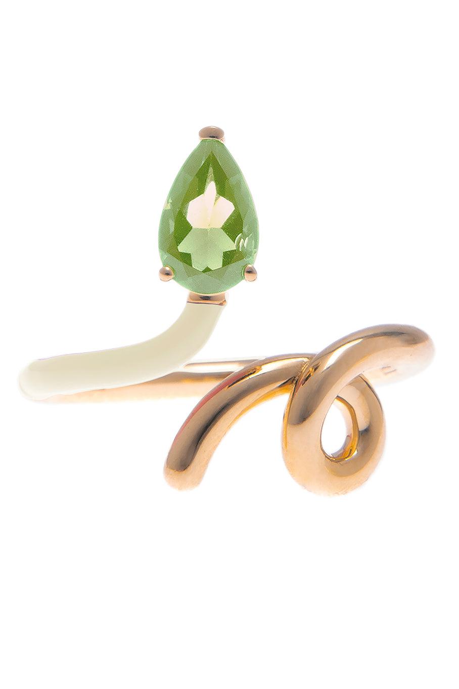 BEA BONGIASCA-Gold and Panna B Peridot Half Ring-YELLOW GOLD