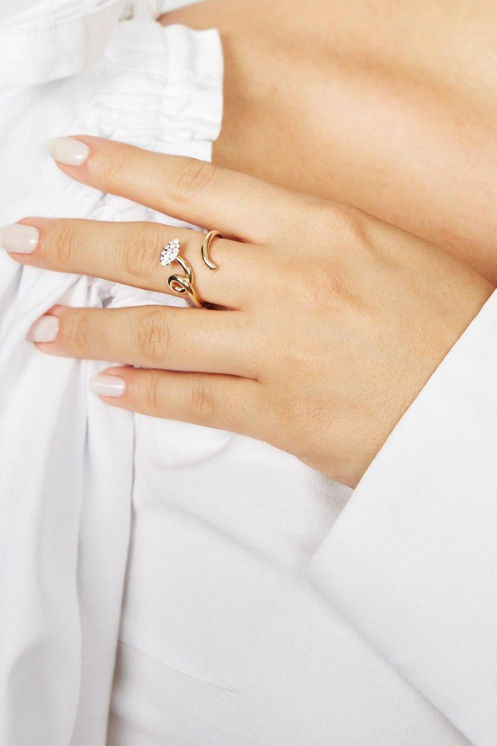 BEA BONGIASCA-Pavè Baby Vine Ring-YELLOW GOLD