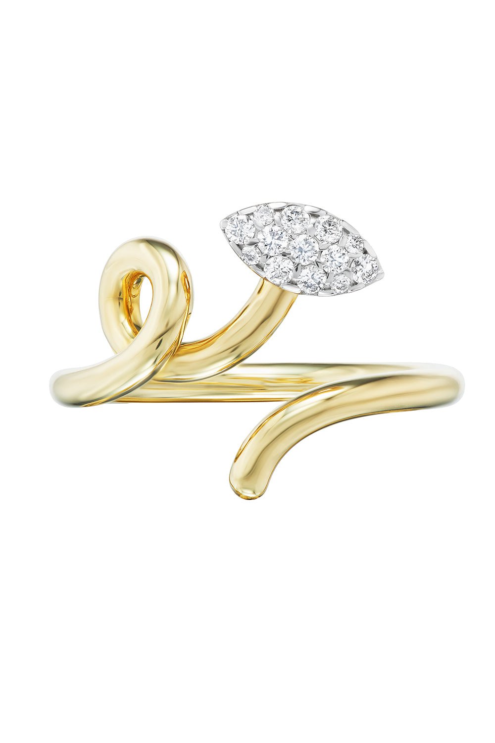BEA BONGIASCA-Pavè Baby Vine Ring-YELLOW GOLD