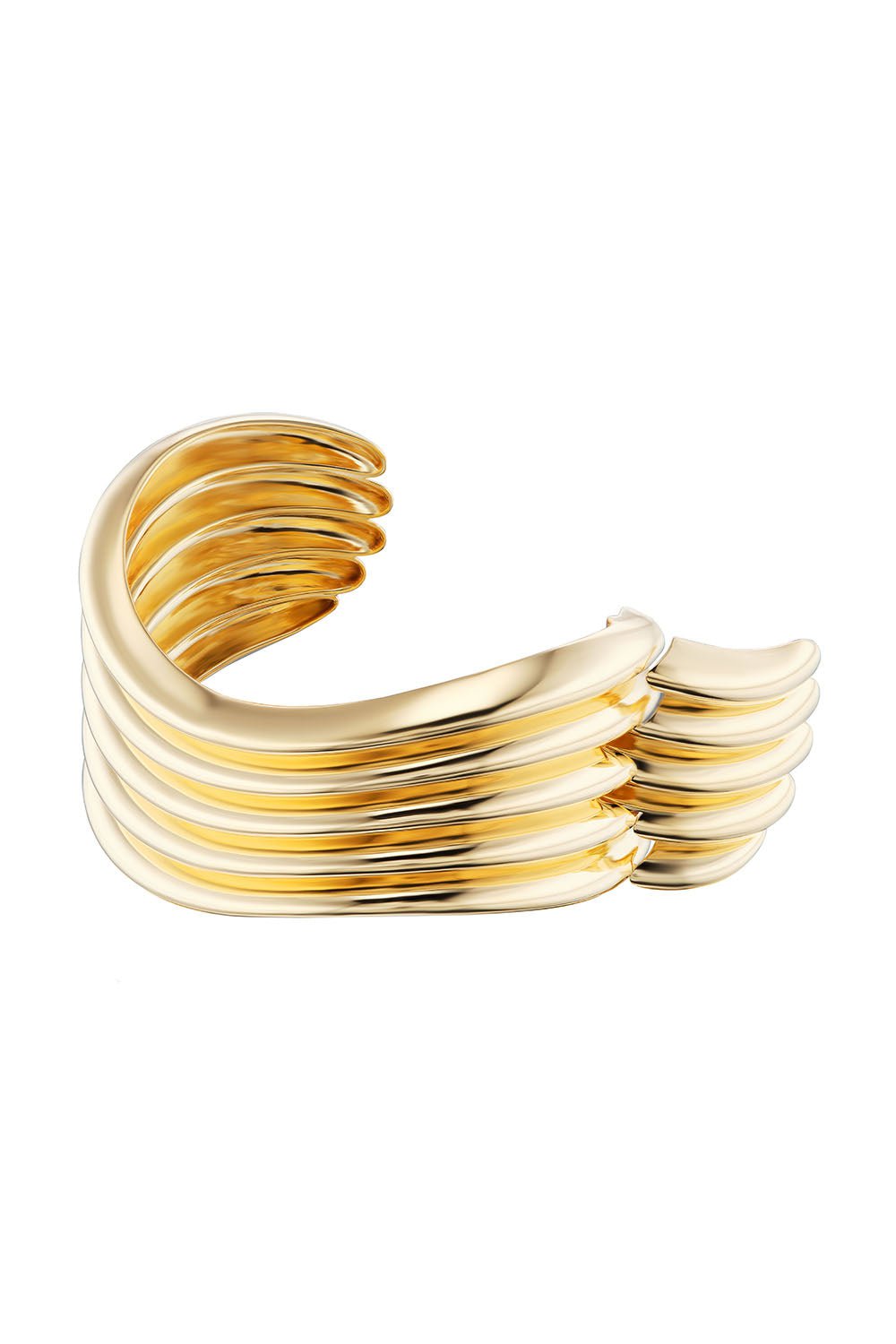 BECK JEWELS-La Ola Five Tiered Wave Cuff Bracelet-YELLOW GOLD