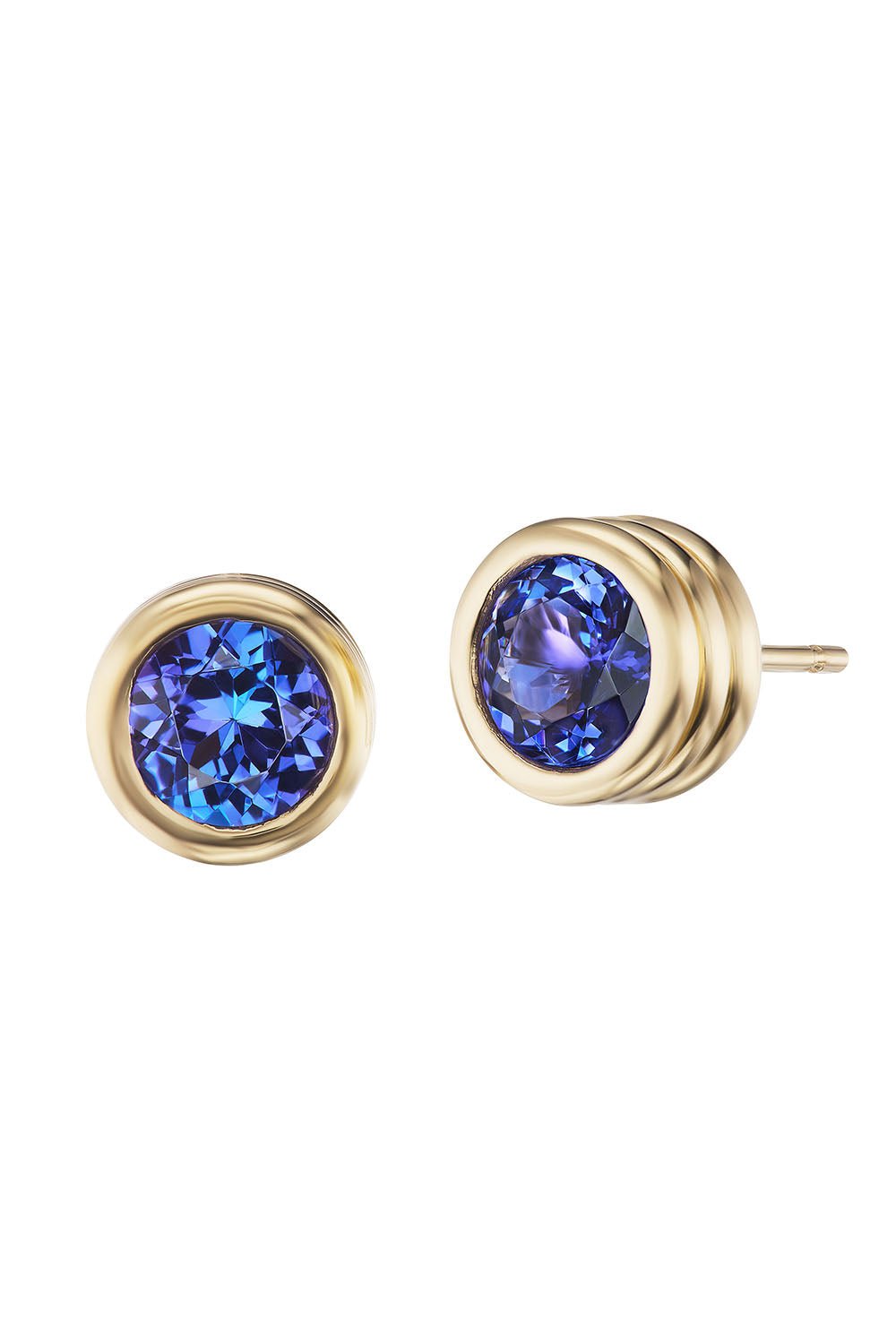 BECK JEWELS-Grotto Tanzanite Stud Earrings-YELLOW GOLD