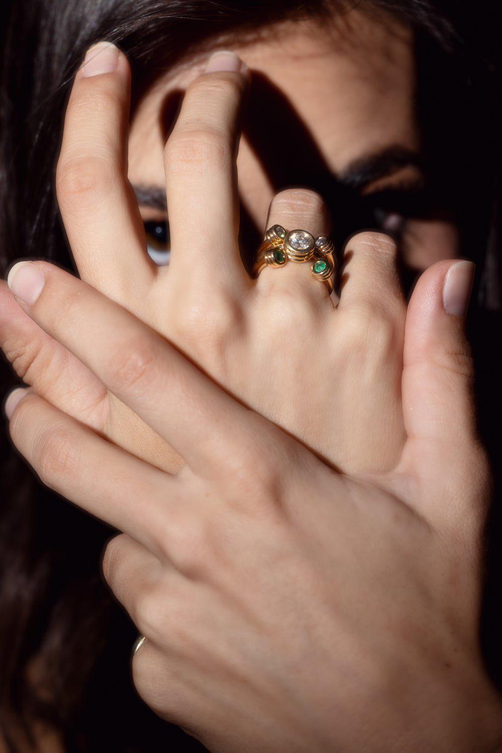 BECK JEWELS-Open Grotto Diamond Ring-YELLOW GOLD