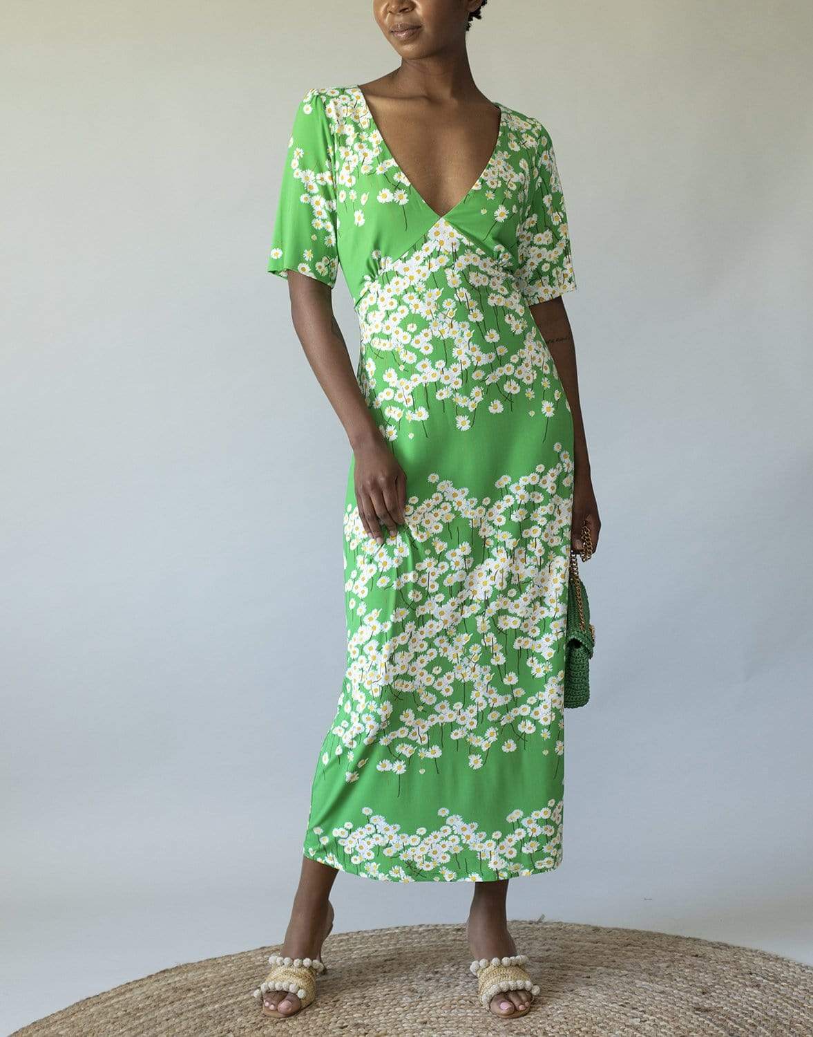 BERNADETTE-Deep V-Neck Chrissy Dress-