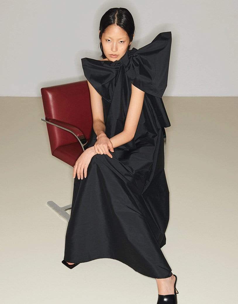 BERNADETTE-One Shoulder Taffeta Winnie Bow Dress-