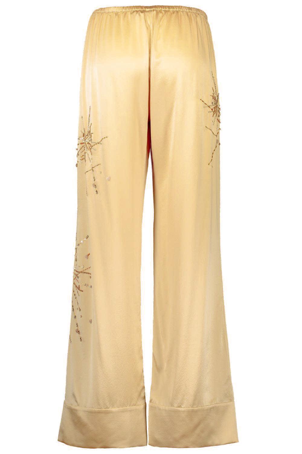 Louis Pyjama Pants - Gold Yellow Sparkle-GOLD/YLW-34-CLOTHINGPANTEVENING-BERNADETTE