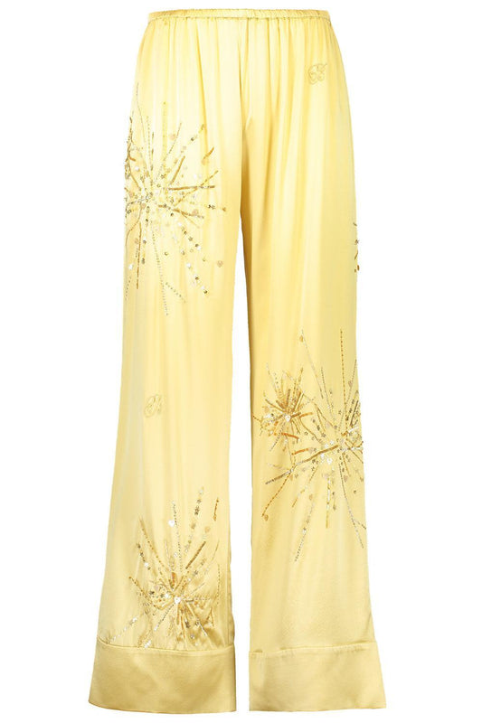 Louis Pyjama Pants - Gold Yellow Sparkle-GOLD/YLW-34-CLOTHINGPANTEVENING-BERNADETTE