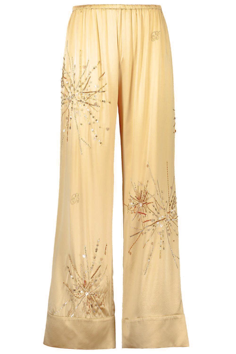Louis Pyjama Pants - Gold Yellow Sparkle-GOLD/YLW-34-CLOTHINGPANTEVENING-BERNADETTE