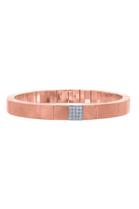 Diamond Section Matte Scacco Stretch Bracelet-ROSE GOLD-JEWELRYFINE JEWELBRACELET O-ROBERTO DEMEGLIO