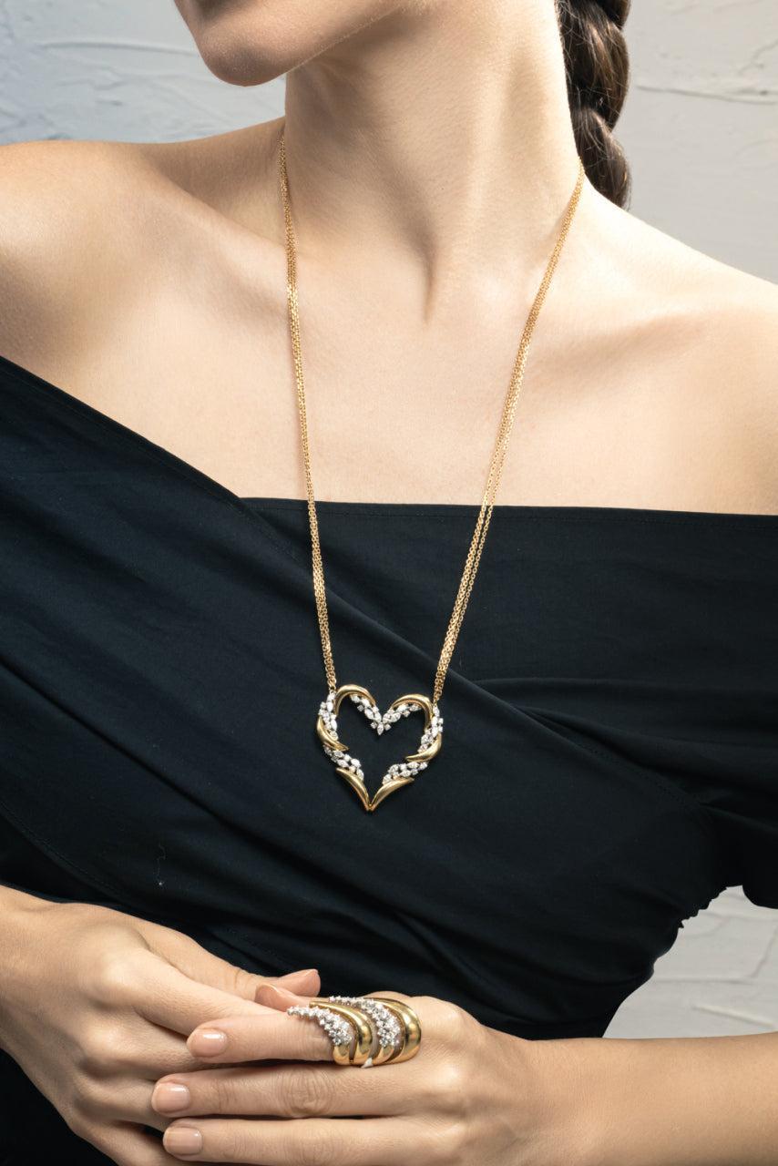 Diamond Strada Heart Necklace-YELLOW GOLD-JEWELRYFINE JEWELNECKLACE O-YEPREM