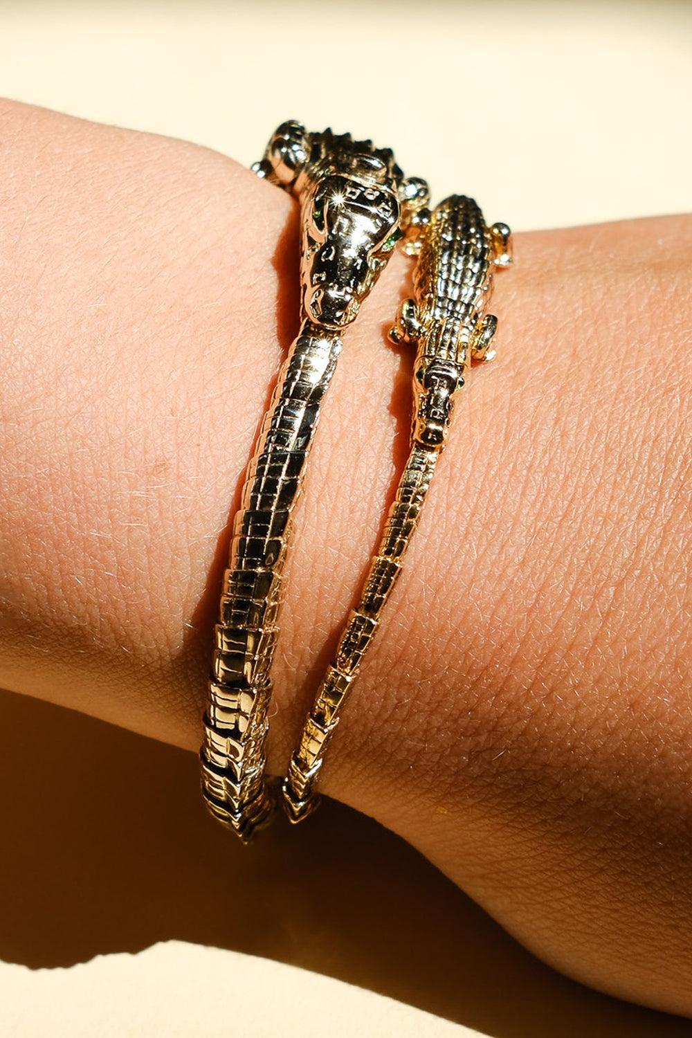 Thin Alligator Wrap Bracelet-YELLOW GOLD-7-JEWELRYFINE JEWELBRACELET O-BIBI VAN DER VELDEN