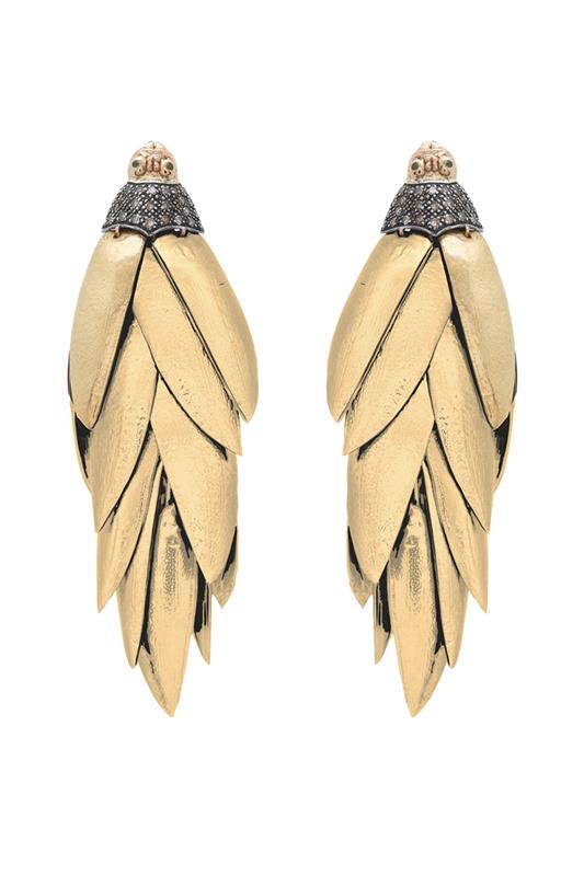 BIBI VAN DER VELDEN-Scarab Bunch Gold Earrings-YELLOW GOLD