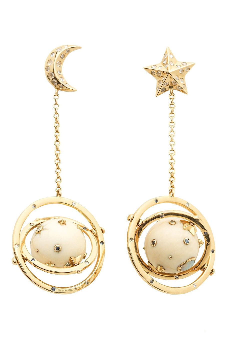 BIBI VAN DER VELDEN-Spinning Galaxy Mammoth Earrings-YELLOW GOLD