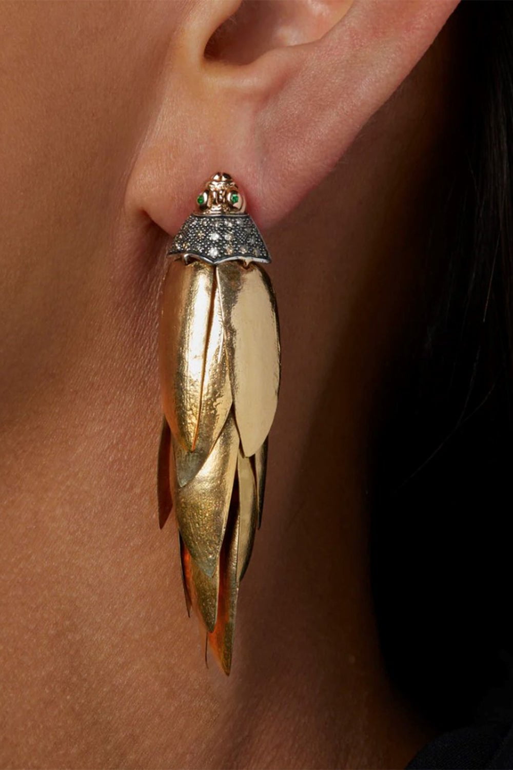 BIBI VAN DER VELDEN-Scarab Bunch Gold Earrings-YELLOW GOLD