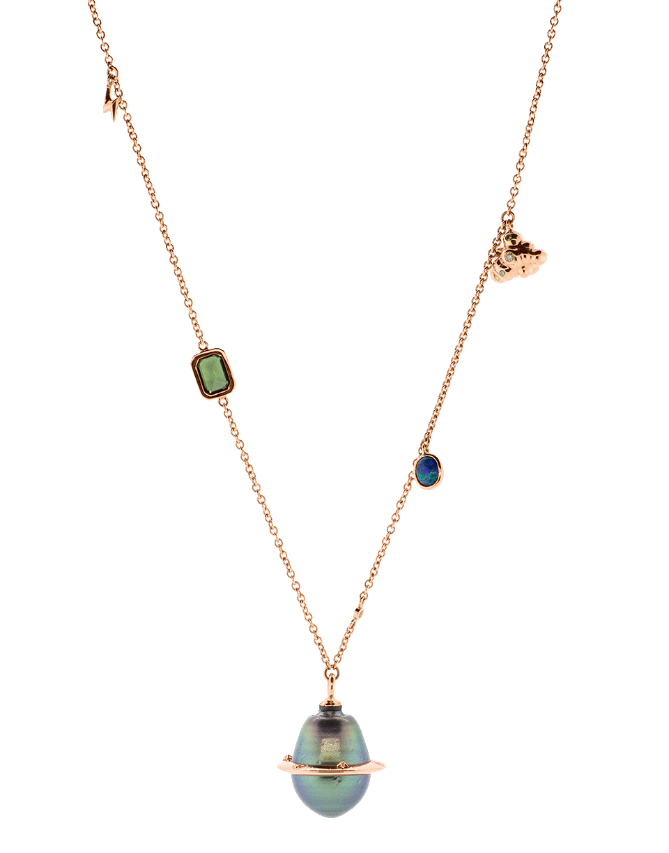 BIBI VAN DER VELDEN-Small Planet Necklace-YELLOW GOLD