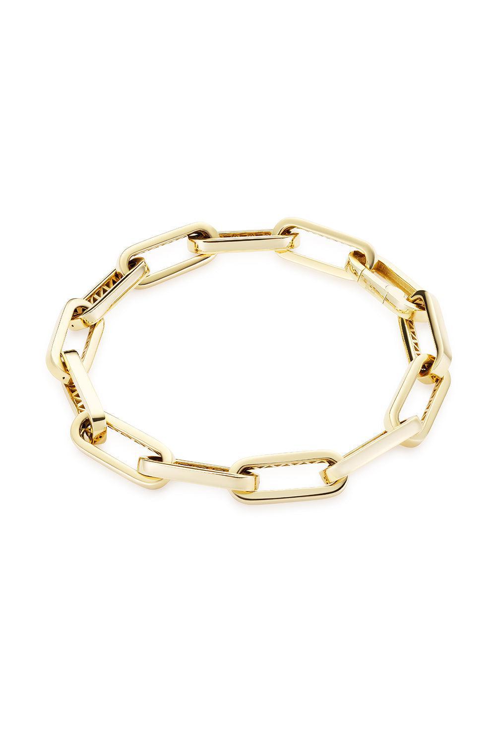 Bulino Finish Paperclip Link Bracelet-YELLOW GOLD-JEWELRYFINE JEWELBRACELET O-BIZZOTTO