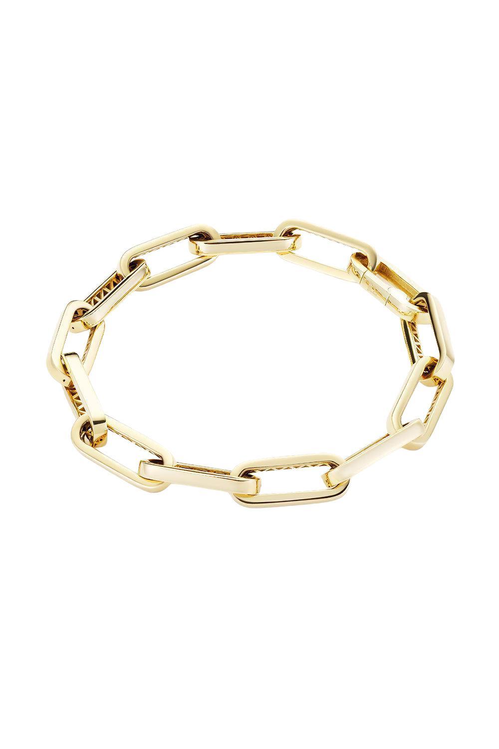 Bulino Finish Paperclip Link Bracelet-YELLOW GOLD-JEWELRYFINE JEWELBRACELET O-BIZZOTTO
