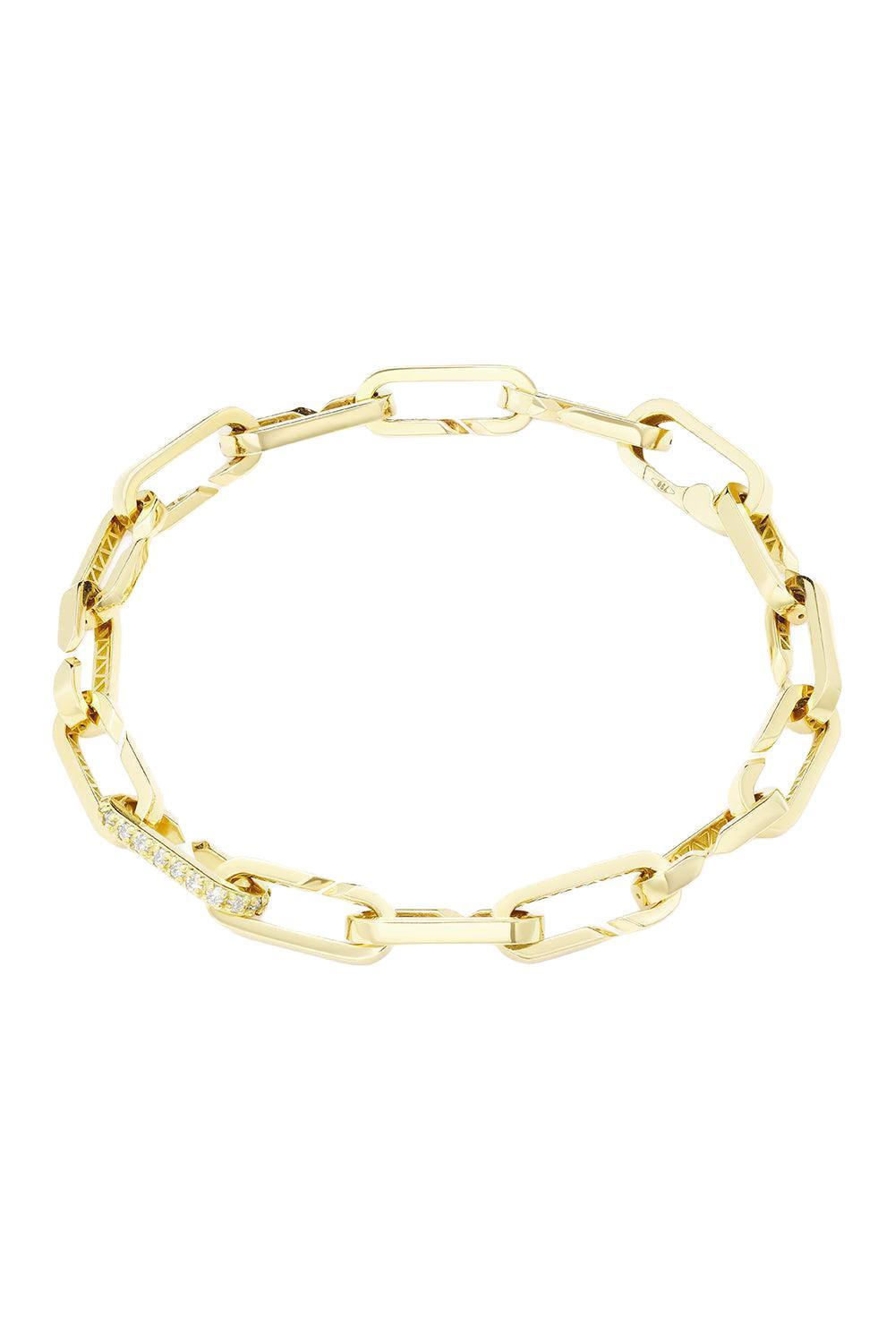 Small Diamond Fourteen Link Paperclip Bracelet-YELLOW GOLD-JEWELRYFINE JEWELBRACELET O-BIZZOTTO