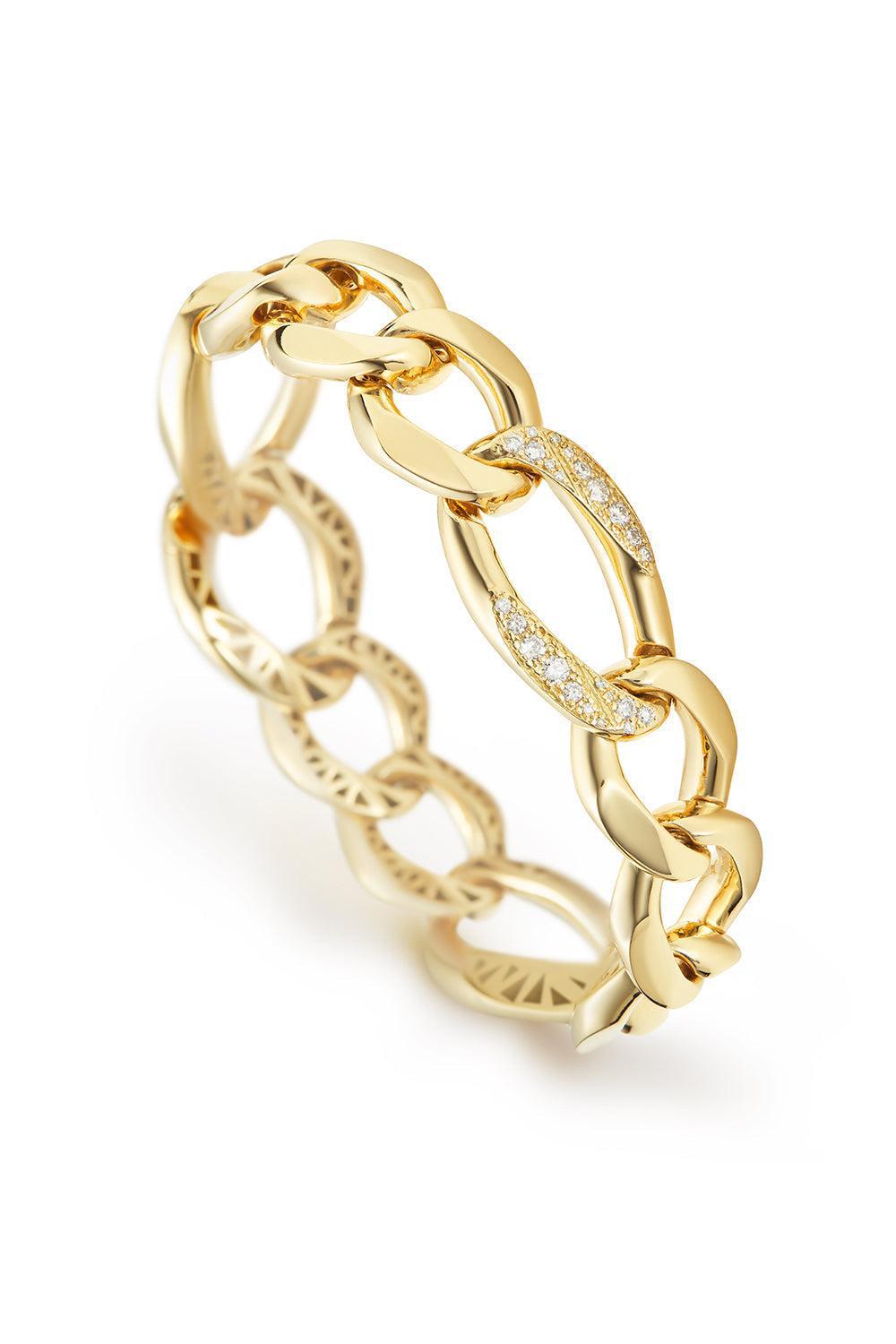 Three Diamond Link Bracelet-YELLOW GOLD-JEWELRYFINE JEWELBRACELET O-BIZZOTTO