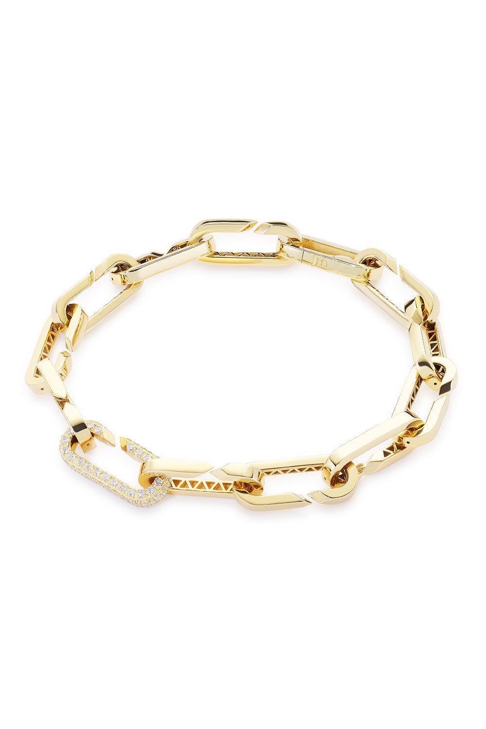 Twelve Link Diamond Paperclip Bracelet-YELLOW GOLD-JEWELRYFINE JEWELBRACELET O-BIZZOTTO