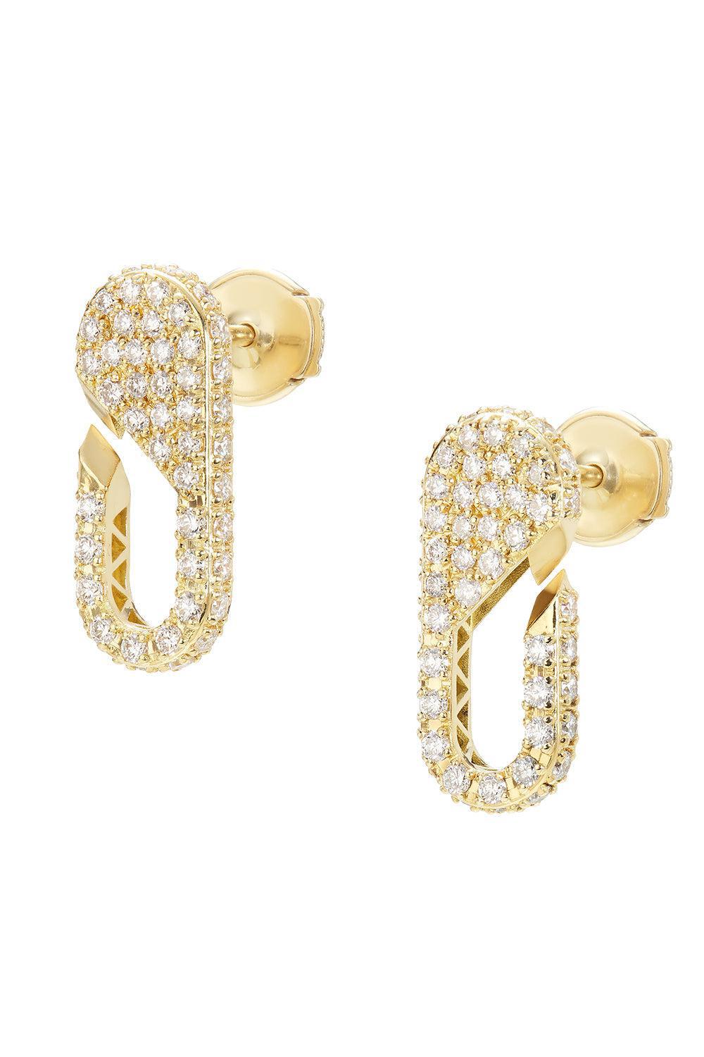 Full Diamond Link Earrings-YELLOW GOLD-JEWELRYFINE JEWELEARRING-BIZZOTTO