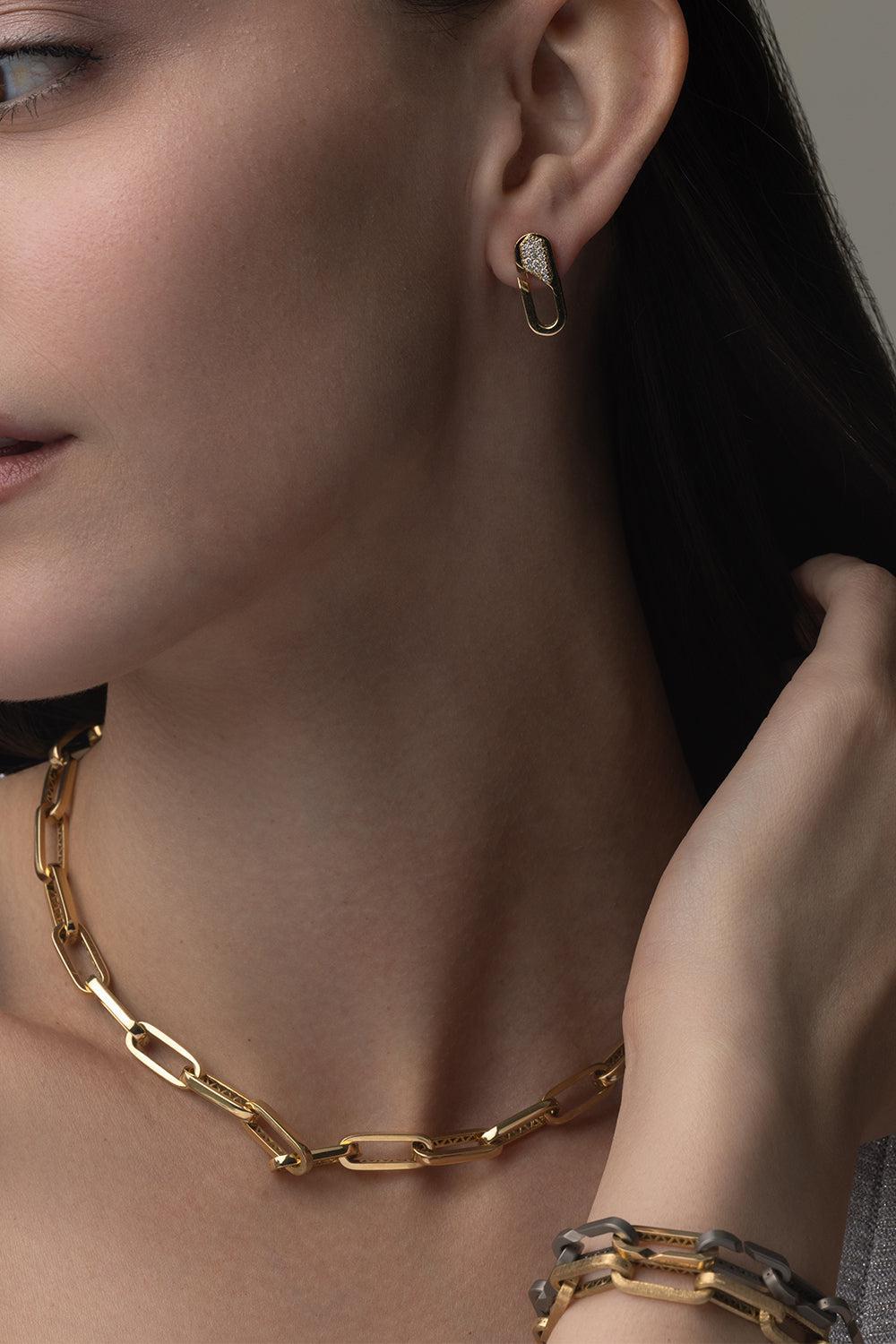 Medium Link Paperclip Necklace-YELLOW GOLD-JEWELRYFINE JEWELNECKLACE O-BIZZOTTO