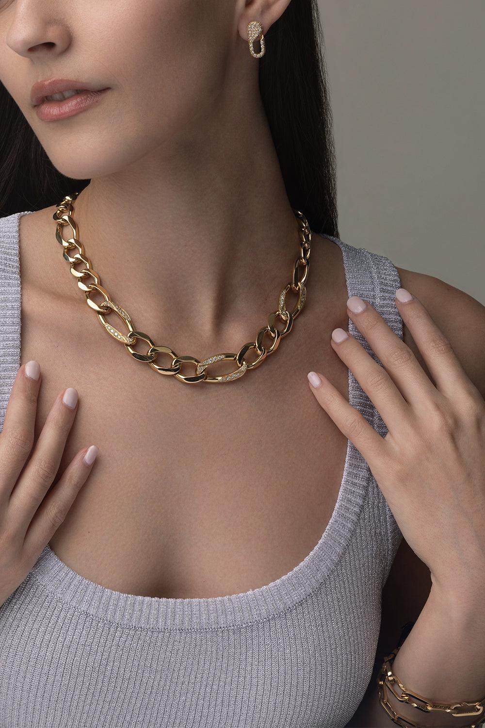 Three Diamond Blink Necklace-YELLOW GOLD-JEWELRYFINE JEWELNECKLACE O-BIZZOTTO