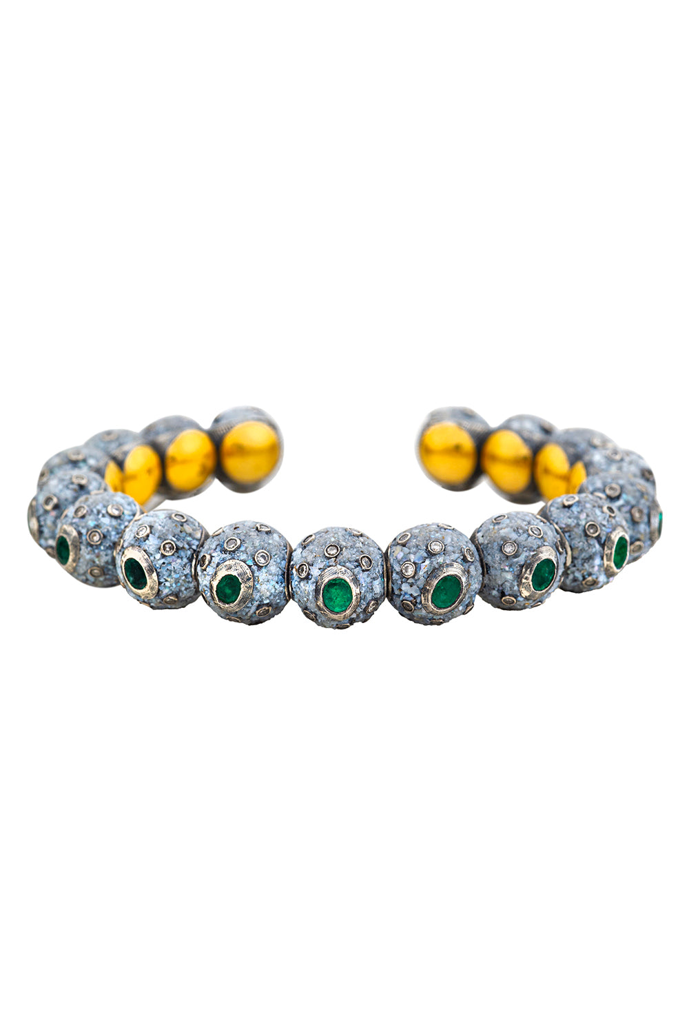 Emerald Diamond Mosaic Bangle Bracelet