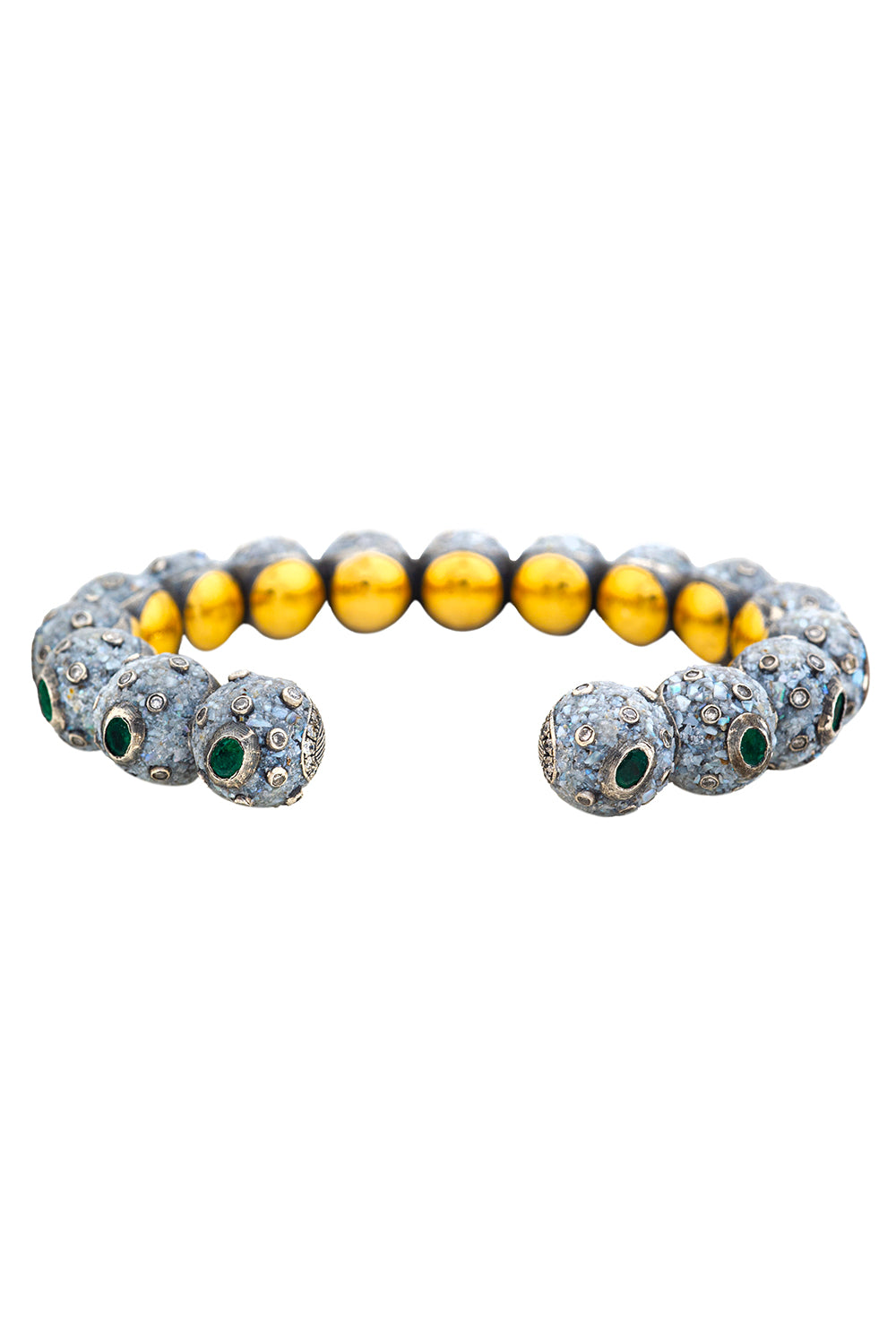 Emerald Diamond Mosaic Bangle Bracelet