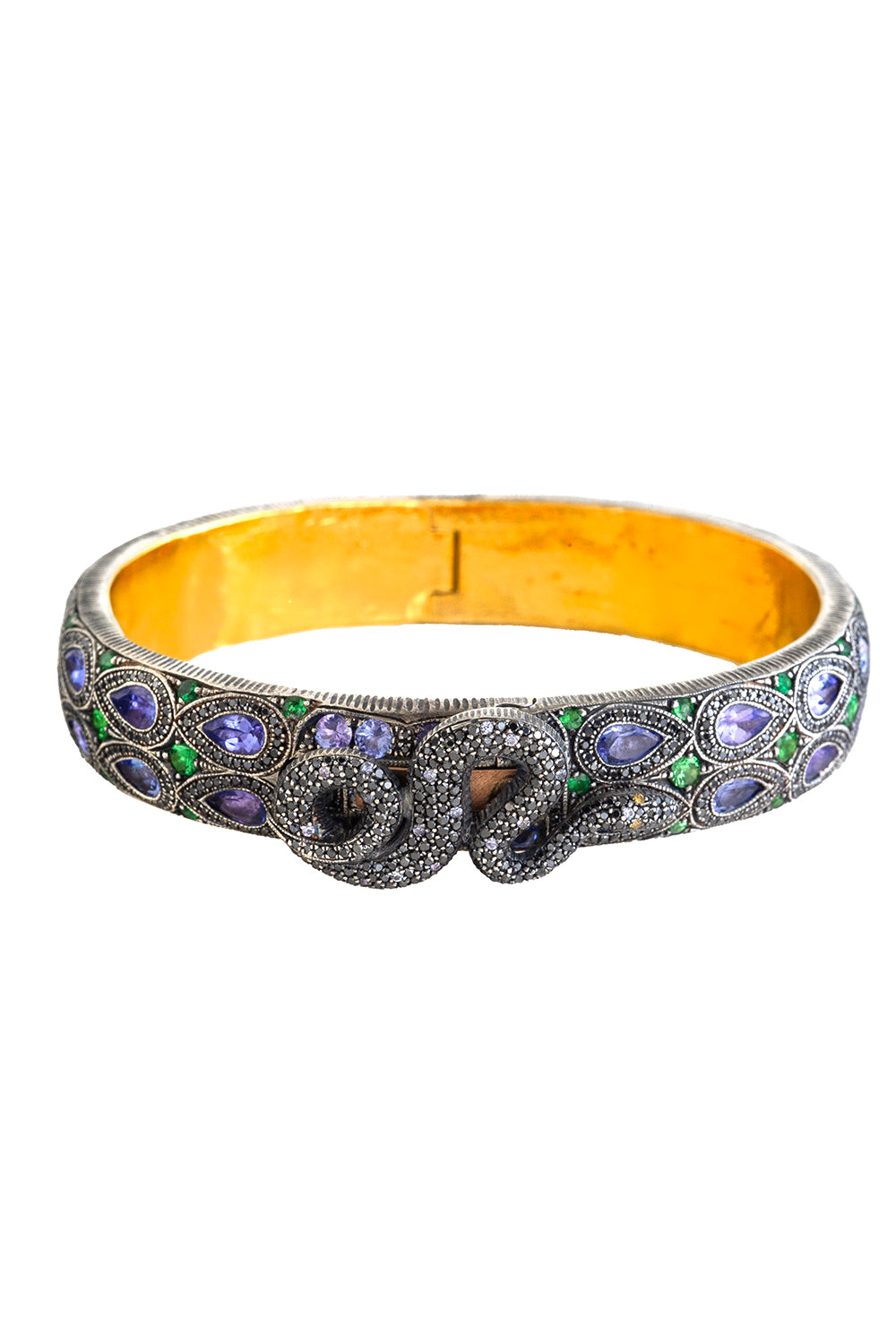 Tanzanite Amethyst Snake Clasp Bangle Bracelet