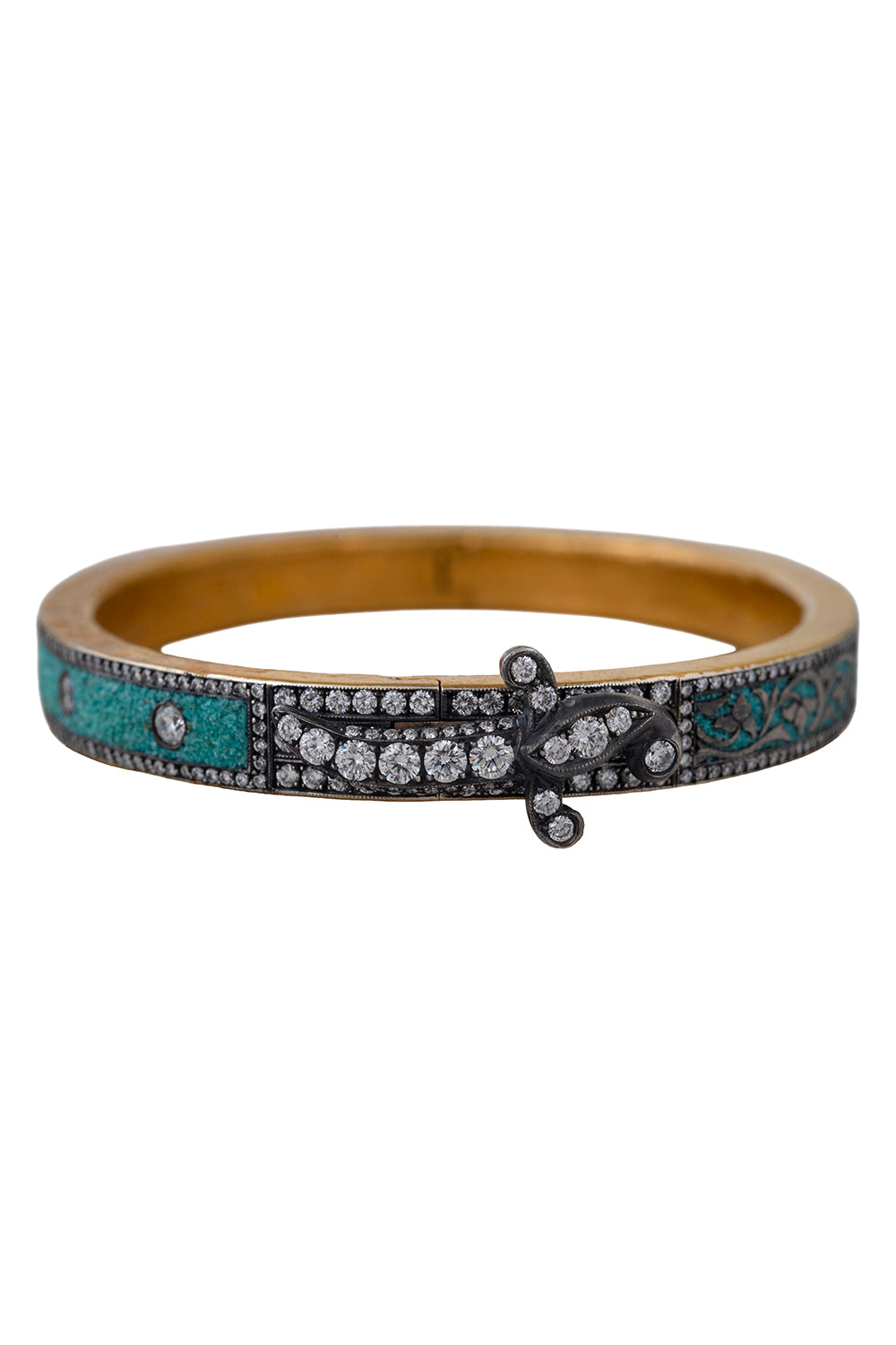 Turquoise Micro Mosaic Wide Bangle Bracelet