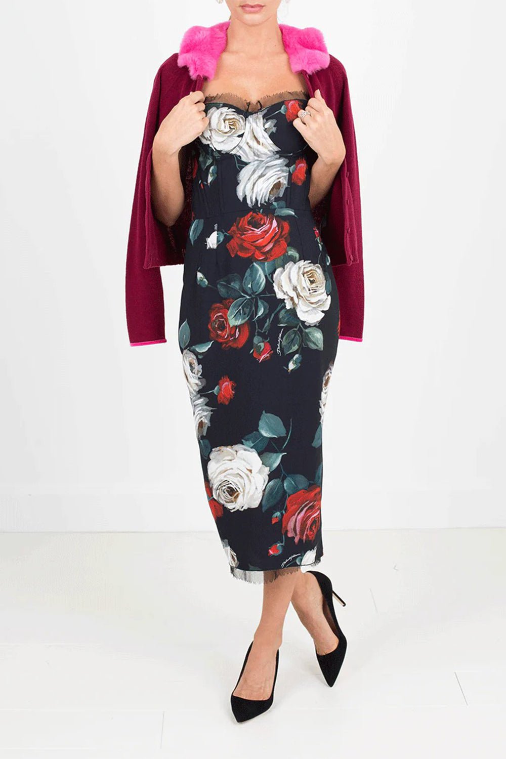 BLUGIRL-Cardigan With Fur Collar-