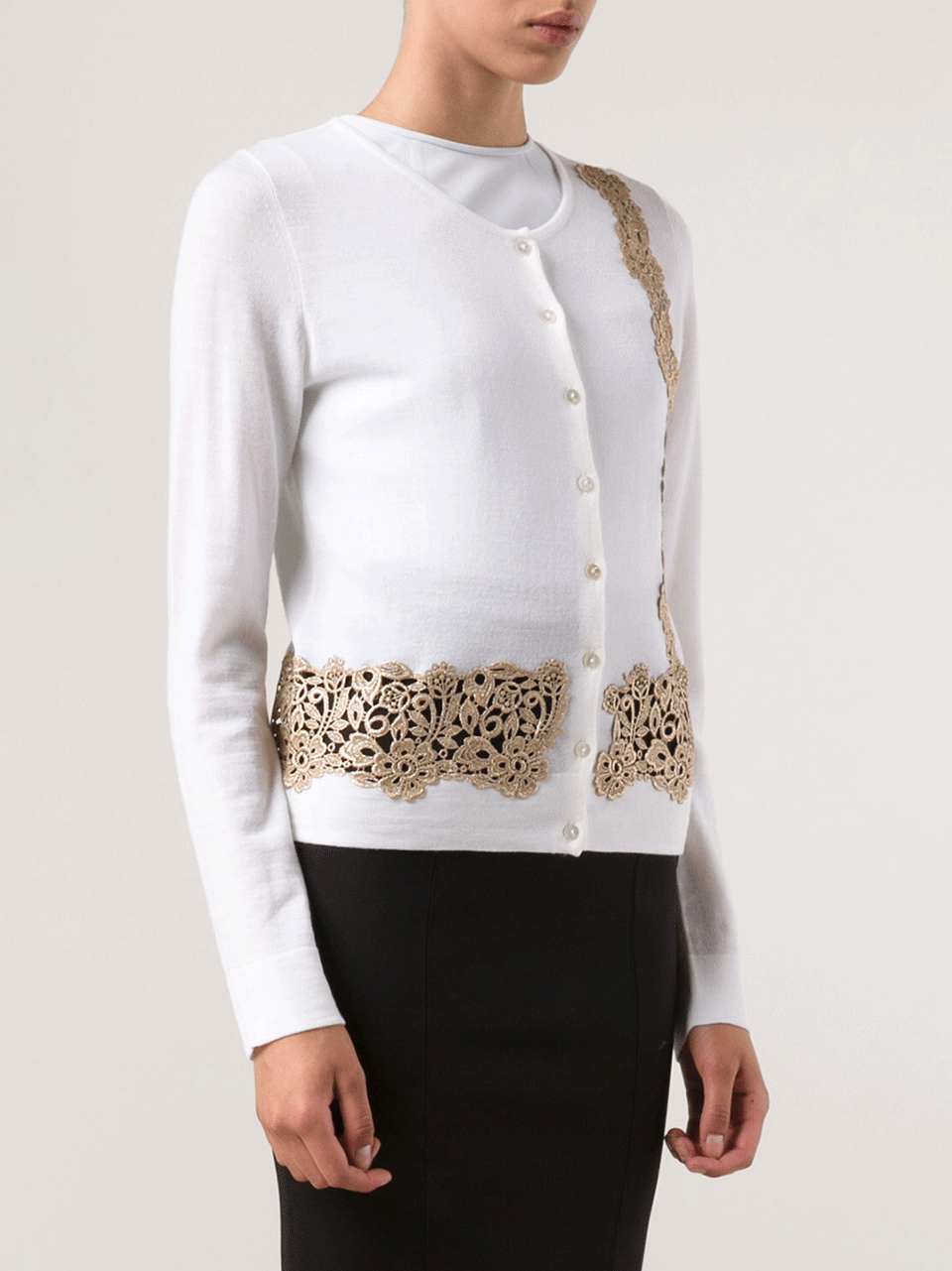 BLUMARINE-Macrame Detail Cardigan-