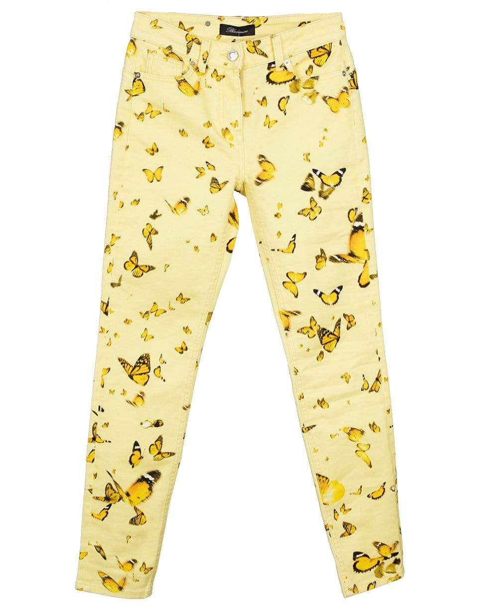 BLUMARINE-Butterfly Print Skinny Denim Pant-