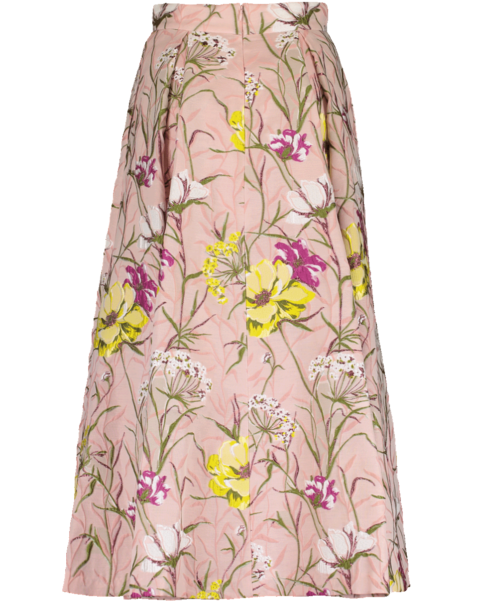 BLUMARINE-Floral Brocade Skirt-ROSA