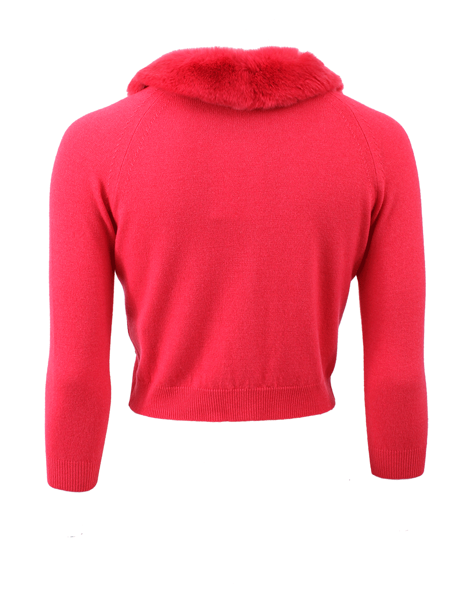 BLUMARINE-Fur Collar Cardigan-