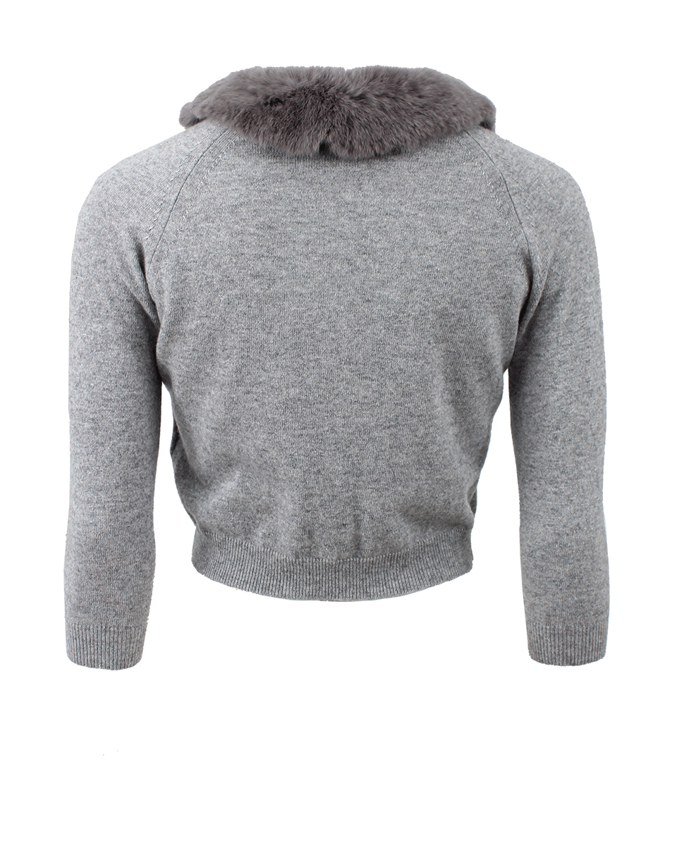 BLUMARINE-Fur Collar Cardigan-