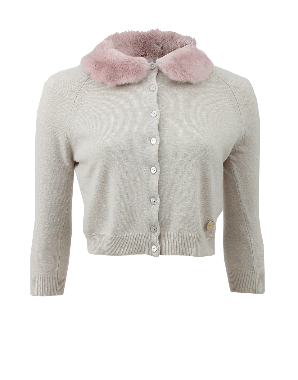 BLUMARINE-Fur Collar Cardigan-