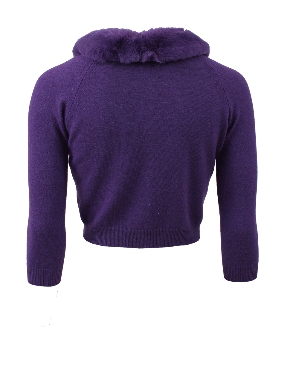 BLUMARINE-Fur Collar Cardigan-