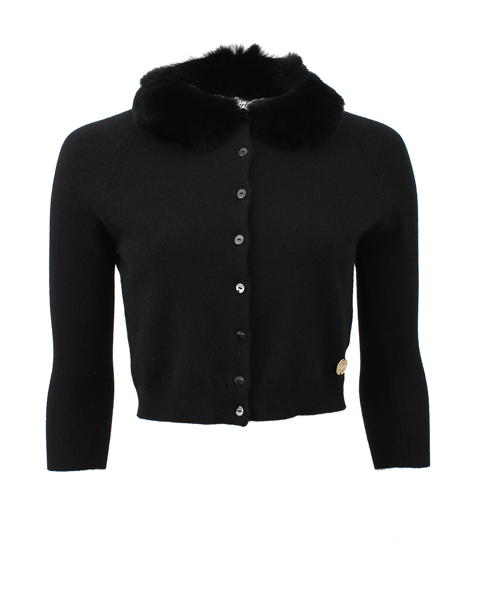 BLUMARINE-Fur Collar Cardigan-